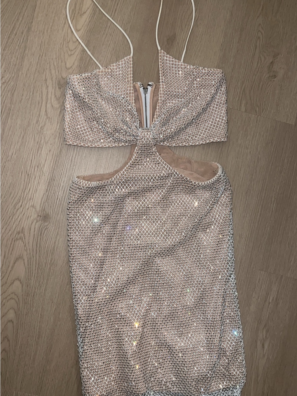Alice + Olivia Blush Pink Mesh Tie-Front Top